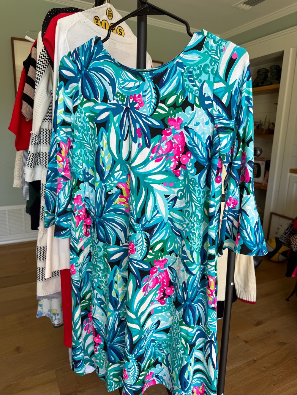 Lilly Pulitzer Teal, Turquoise & Pink Tropical Mini Dress